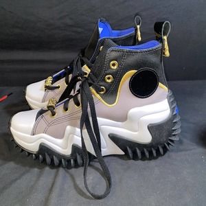 CONVERSE Run Star Motion Shine High Womens Platform Sneakers Black Gray Gold 7.5